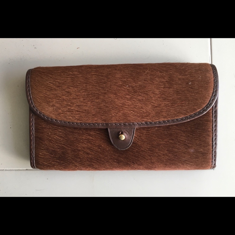 Brown haircalf and leather Ralph Lauren wallet